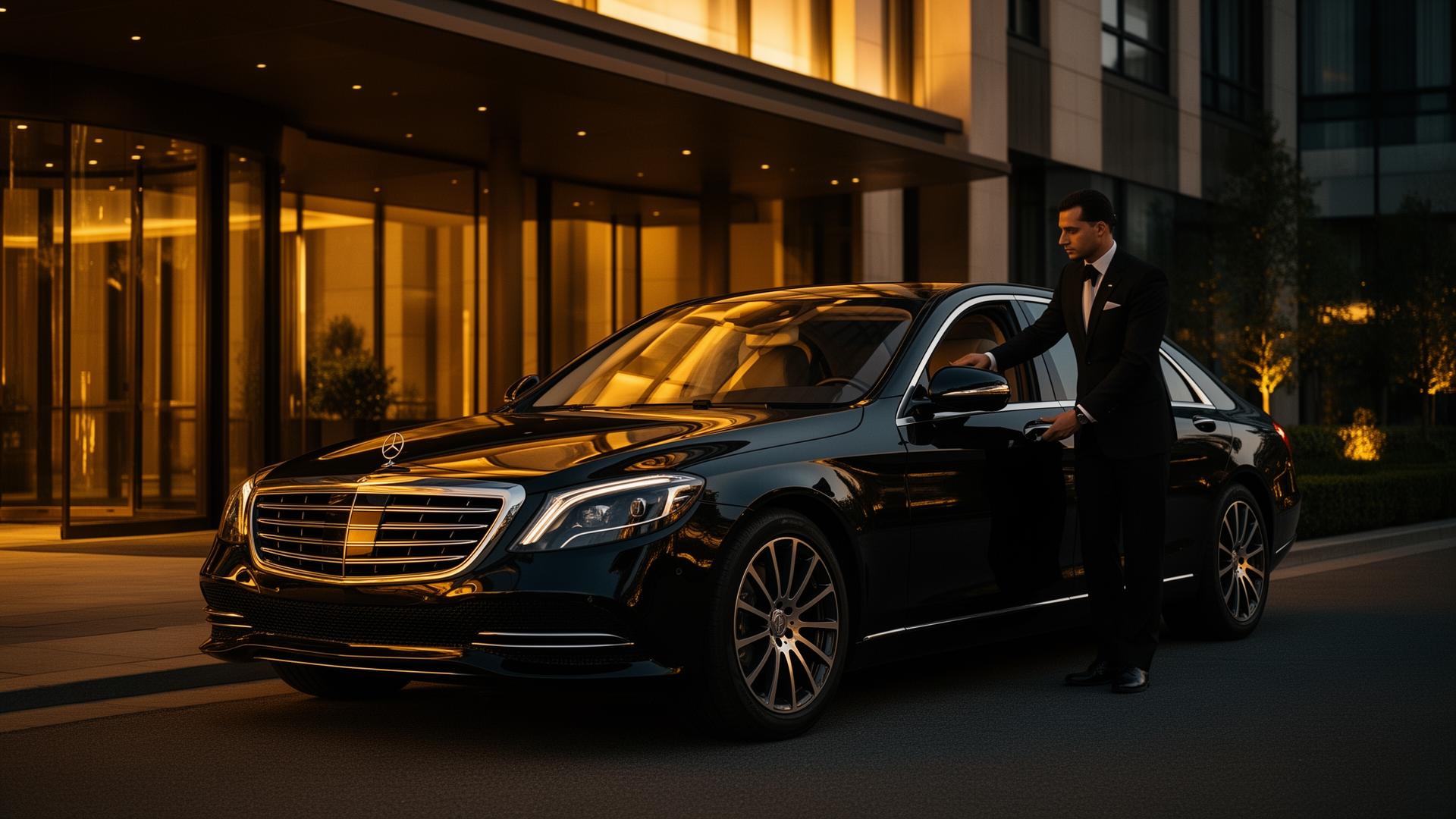 A North Horizon chauffeur opening the door of a luxury sedan